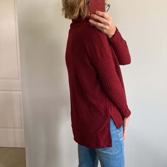 Burgundy Color Long Sleeve Turtleneck Sweater - Picture 5 of 9